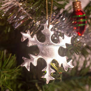 Pre-Lit <b>Christmas</b> Tree Ornaments in Aluminium with Mirror Polished Silver Finished Perfect for Festive Party Decorations - Product Image 3