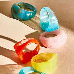 แหวนนิ้วผู้หญิงทรงเรขาคณิตสีสันสดใส เครื่องประดับแฟชั่น ดึงดูดสายตา เครื่องประดับแฟชั่น - Product Image 1