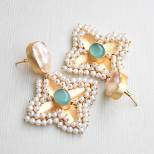 Boucles d'oreilles pendantes en laiton d'exportation, perles en vrac, cristaux de guérison authentiques, finition en laiton antique, hypoallergéniques, port sécurisé, plaqué or 14 carats - Product Image 5