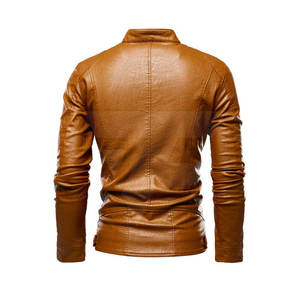 Chaqueta ajustada de cuero genuino para hombre 100% con cuello levantado para exteriores, concha de lona para invierno hecha en Pakistán - Product Image 3