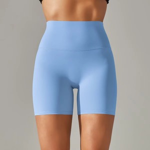 Pantalones cortos de LICRA con logotipo personalizado, mallas cortas de entrenamiento, pantalones cortos de motorista para gimnasio sin costuras acanalados, pantalones cortos de mujer de último diseño - Product Image 4