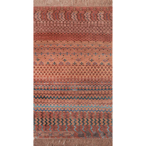 Alfombra de Lana y Seda de Bambú con Patrón Geométrico, Textura Suave, Tamaño 2'6x4 pies, para Uso Doméstico - Product Image 1