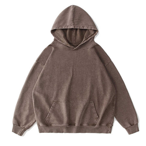 Nouveaux hommes surdimensionnés 100% coton en détresse hommes à capuche goutte épaule rétro marque de mode coton lavé lâche hommes sweats à capuche - Product Image 1