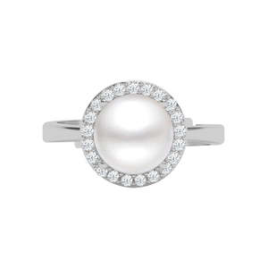 Anillos de Plata de Ley 925 de Primera Calidad para Mujer, Chapados en Rodio con Circonita y Perla para Bodas - Product Image 1