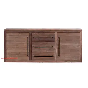 Soporte de TV de teca Mesa de TV de madera Gabinete de TV minimalista Gabinete de medios moderno Hecho de madera de teca de Indonesia para muebles de sala de estar