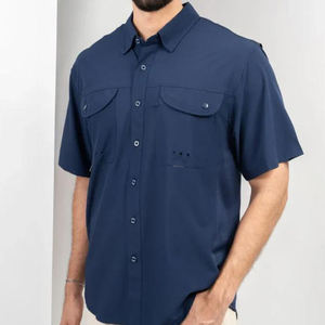 Custom Men Button-Down Solid Color Long Sleeve Vented Outdoor <b>Hiking</b> <b>Shirt</b> UPF 50+ UV Protection Quick Dry Cooling - Product Image 2