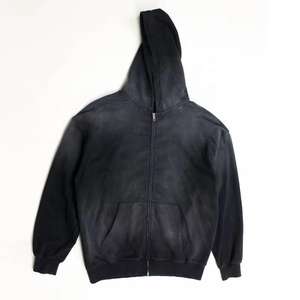 Sudadera con Capucha Personalizada con Cierre, Estilo Desgastado y Decolorado, Sudadera con Capucha Extra Grande para Hombre, Estilo Urbano, Lavado Ácido, Sudadera con Capucha Desgastada para Hombre - Product Image 1