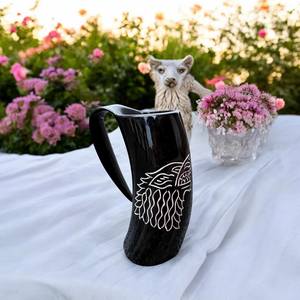 Buffalo Horn <b>Mugs</b> and Horn Along With Horn Cups Available With Viking Themed Design Piece at Best Price - Product Image 2