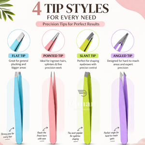 Juego de Pinzas para Cejas Coloridas de Acero Inoxidable, Puntas Inclinadas y Anguladas, Herramienta de Belleza para Depilación de Precisión, Kit Multicolor - Product Image 2