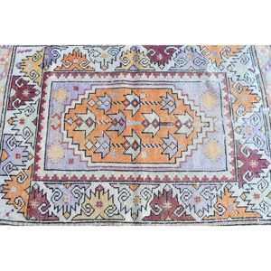 Tapis turc vintage 3,1x4,1 pi (94x125 cm), tapis persan orange - Product Image 4