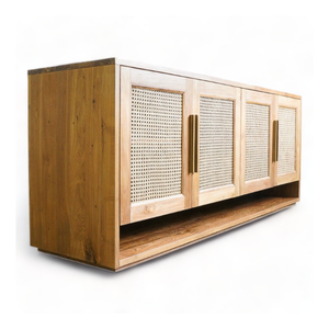 Muebles para el hogar contemporáneos, armario de cocina de madera de ratán de teca con puertas interiores de armario de buffet - Product Image 5