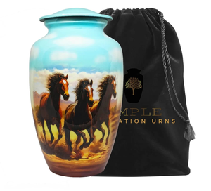 Running Horse design Cremation <b>Urn</b> Handcrafted Meena Coated Aluminum Memorial <b>Urns</b> <b>Large</b> & Keepsake Leakproof Engravable - Product Image 1