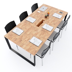 Modern Minimalist 100x200cm <b>Office</b> Conference <b>Table</b> with Triangular Iron Legs HBTA009 - Product Image 6