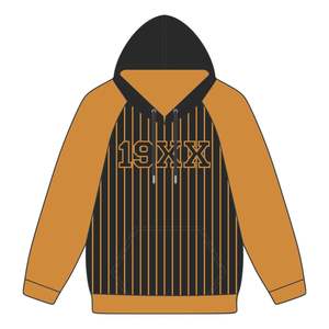 Sweat à capuche Alpha APA brodé Premium Black & Old Gold Raglan Sleeves Pinstripe Design Greek Fraternity Apparel Divine Nine 190X - Product Image 2