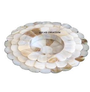 จานเสิร์ฟชาและกาแฟไข่มุกพร้อมจานรองแก้วทรงกลมที่เข้ากันชุดถาดแบบฝังหรูหราสำหรับใช้ในบ้านร้านกาแฟหรือเป็นของขวัญ - Product Image 1