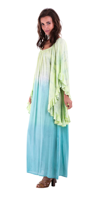 Robe Kaftan Grande Taille Femme Nouvelle Collection Style Bohème Traditionnel Été Viscose Tie-Dye Volants Maxi Fendue Silhouette Droite Ombrée