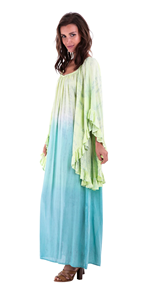 Women's Plus Size New Traditional Boho Style <b>Kaftan</b> Dress <b>Summer</b> Viscose Tie-Dye Ruffles Maxi Slit Straight Silhouette Ombre - Product Image 2