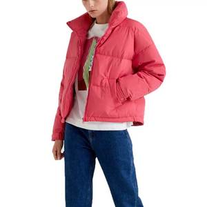 OEM Custom Logo Print Quilted Bubble Winter <b>Cropped</b> <b>Puffer</b> <b>Jacket</b> for Women Cotton Filling Black Color-for Autumn - Product Image 4
