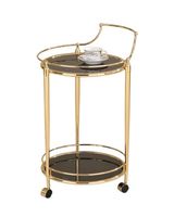 Chariot de service en métal de finition antique avec un look élégant, parfait pour les décorations de mariage et les dîners spéciaux