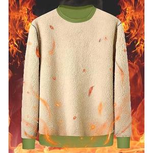 Sudadera de Algodón para Hombre, Cuello Redondo, Manga Larga, Color Verde Oliva, Talla Grande, Gruesa - Product Image 4