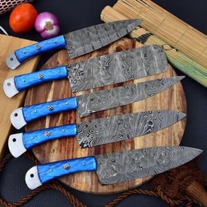 High Quality 5-Piece Kitchen <b>Knife</b> Set with High-Carbon Forged Steel Handles Cleaver Type <b>Sharpener</b> Acrylic Stand - Product Image 5