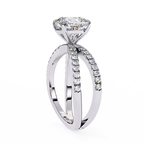 Anillo de Circonita Cúbica con Corte Cojín de 8 mm, Corte Brillante Redondo de 1.40 mm, Certificado IGI, Aniversario, 2.98 Gramos, Joyería Fina - Product Image 1