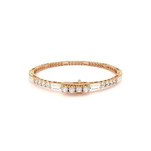 S925 Sterling Silver Gold Plated Round & <b>Baguette</b> Cut Moissanite Diamond <b>Bracelet</b> with Luxury Iced Out Design - Product Image 4