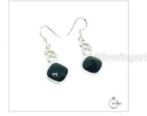 Pendientes de Plata de Ley 925 con Ónice Negro Natural, Piedra de Nacimiento de Diciembre, Joyería Hecha a Mano para Aniversario - Product Image 1