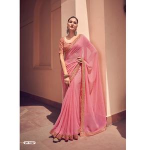 2022 concepteur de qualité supérieure vêtements de mariage doux Georgette Leheriya broderie bordure Saree indien/pakistanais vêtements fêtes chaudes - Product Image 2