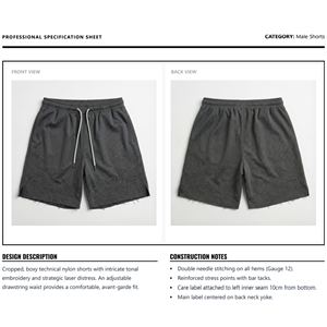 Pantalones Cortos de Poliéster/Algodón para Hombre, Bordado Personalizado, Corte Cuadrado, Estilo Desgastado, Pantalones Cortos Deportivos Casuales para Calle, Antiarrugas, Secado Rápido - Product Image 6