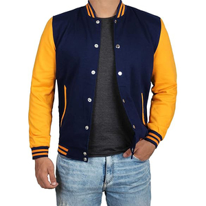 Custom Men's Letterman Cotton <b>Fleece</b> Varsity Jacket <b>Black</b> with Custom Color Embroidery Logos Jacket for Men Made in Pakistan - Product Image 1