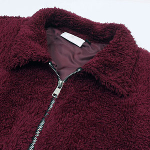 Chaquetas Unisex de Sherpa Personalizadas, Nuevo Diseño, Servicio OEM, Color Granate, Transpirables, con Parches de Lana de Sherpa - Product Image 2