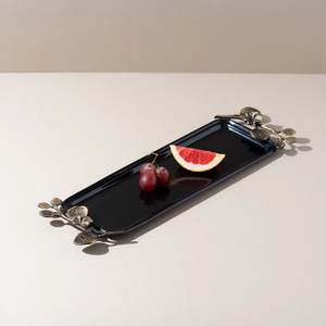 Plateau de table design fantaisie en aluminium noir, plateau de service en métal, plateau de service décoratif pour la maison, la cuisine, la salle à manger, plateau de service pour collations, en vente - Product Image 6