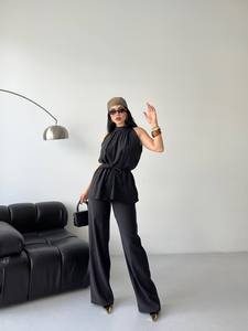 Mono elegante con cuello halter para mujer, estilo turco, personalizable, para discoteca, venta al por mayor, atuendo de moda moderno, ropa de calle holgada - Product Image 2