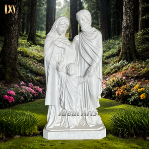 Statue de la Sainte Famille sculptée à la main, Sculpture religieuse en pierre de marbre blanc de style européen pour le décor d'église de <span class=keywords><strong>jardin</strong></span> extérieur - Product Image 1