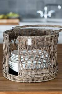 Jardinera redonda de hierro y caña para decoración de jardín y jardinera de mimbre y algas marinas de color natural - Product Image 5