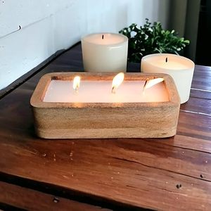 Bol à pâte en bois long, fait à la main, rustique, porte-bougie en bois, coffret cadeau, décoration de Noël, décoration de la maison - Product Image 6