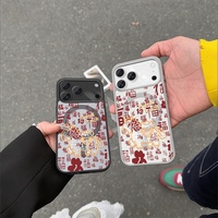 Coque de téléphone magnétique vierge par sublimation motif Cheval de dessin animé pour 17 Pro Max, en TPU souple, design floral blanc, unisexe