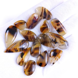 DHORGEMS Vente en gros de pierres précieuses en agate naturelle du Montana, cabochons en vrac, coupes en poire/ovales pour la fabrication de bijoux - Product Image 6