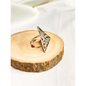 925 <b>Silver</b> Noor Chitai Triangular <b>Ring</b> Fine Quality Rose Gold and Gold Plated Trendy Inlay Gemstone <b>Ring</b> Gift - Product Image 5