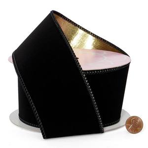 Luxury Velour & Metallic <b>Wired</b> Polyester <b>Ribbon</b> Glitter & Gift <b>Ribbon</b> for Birthday Halloween Wedding & Christmas Spool Format - Product Image 2
