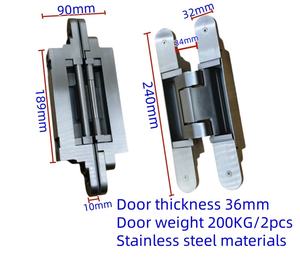 مفصلة خفية ثلاثية الأبعاد قابلة للتعديل من الفولاذ المقاوم للصدأ 304 لتحمل وزن 200 كجم للبوابات والأبواب الخشبية المتأرجحة - Product Image 1