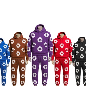 Heavy Weight Acid Wash Solid Cotton Fleece <b>Drop</b> Shoulder Oversize Baggy Hoodie and Sweatpants Tracksuit for Men - Product Image 1