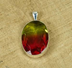 Colgante de Cuarzo Sandía Hecho a Mano, Ovalado, Plata de Ley 925, Joyería Elegante con Piedra Preciosa, Regalo para Mujeres y Niñas - Product Image 1