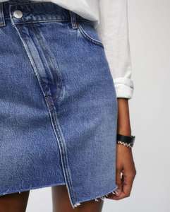 Smart Custom Girls Loose Fitting Asymmetric <b>Denim</b> Knee-Length <b>Skirt</b> Street Wear Casual Belt Diamonds Winter Women Jupe Jeans - Product Image 4