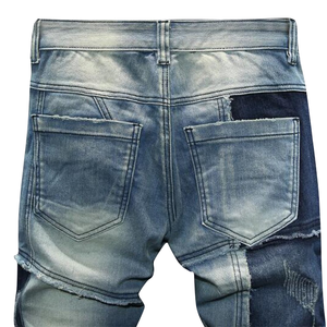 Chaquetas de manga larga para hombre de un solo pecho Conjunto de mezclilla de pantalón apilado de longitud completa - Product Image 5