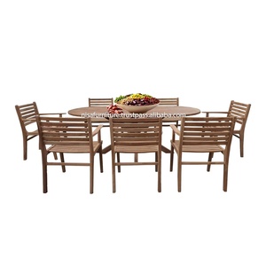 Modern Teak <b>Wood</b> Courtyard Furniture Lightweight Outdoor <b>Chairs</b> & Oval Dining <b>Table</b> Set Indonesia - Product Image 2