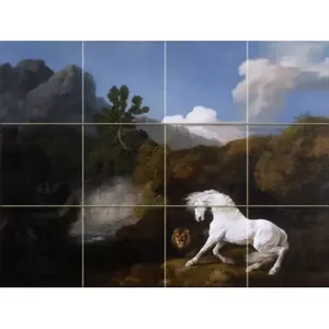 Art Déco Cheval Blanc et Lion Céramique Dosseret Carrelage Mural #1613 - Product Image 1