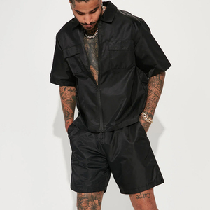 Oem Custom 2 Piece Streetwear Zipper Shirt Nylon Tracksuit Customized Lightweights Nylon Windbreaker Short <b>Sets</b> for Men - Product Image 5