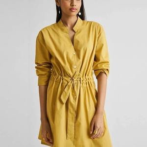 Indien main bloc imprimé Boho-Style décontracté robe d'été pour les femmes coton Maxi robe taille naturelle tissé tissu doux bouton - Product Image 1